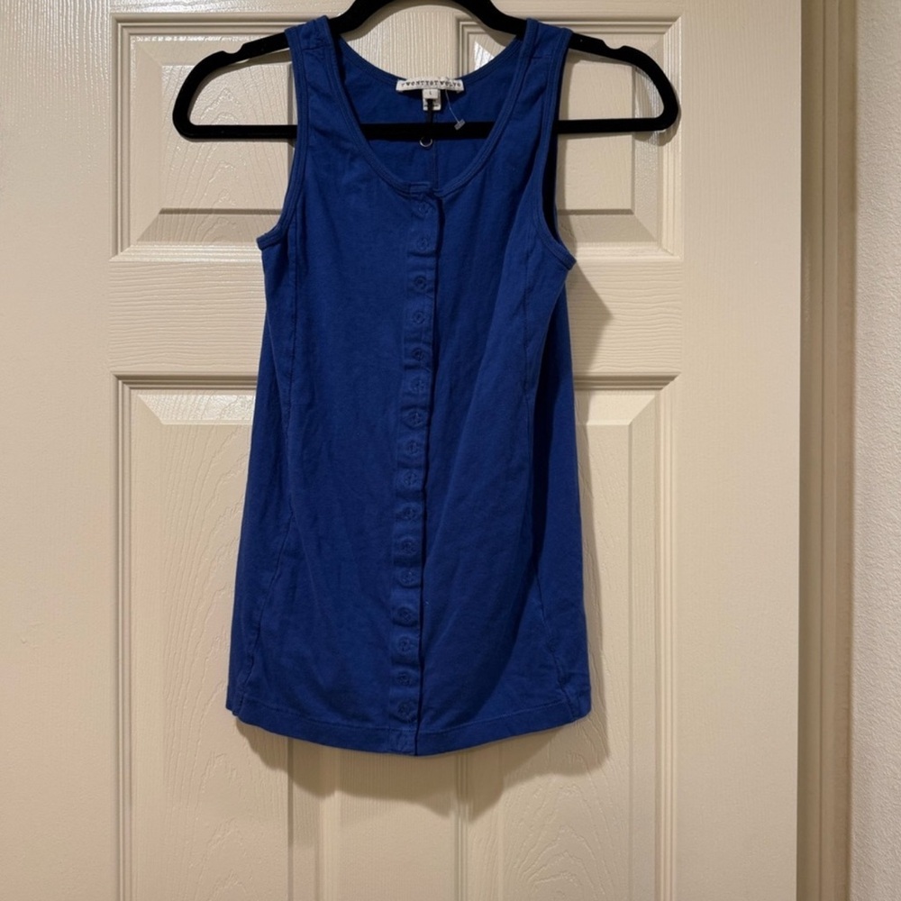 Twenty8Twelve Women’s Blue Button Front Fitted Tank Top Size L